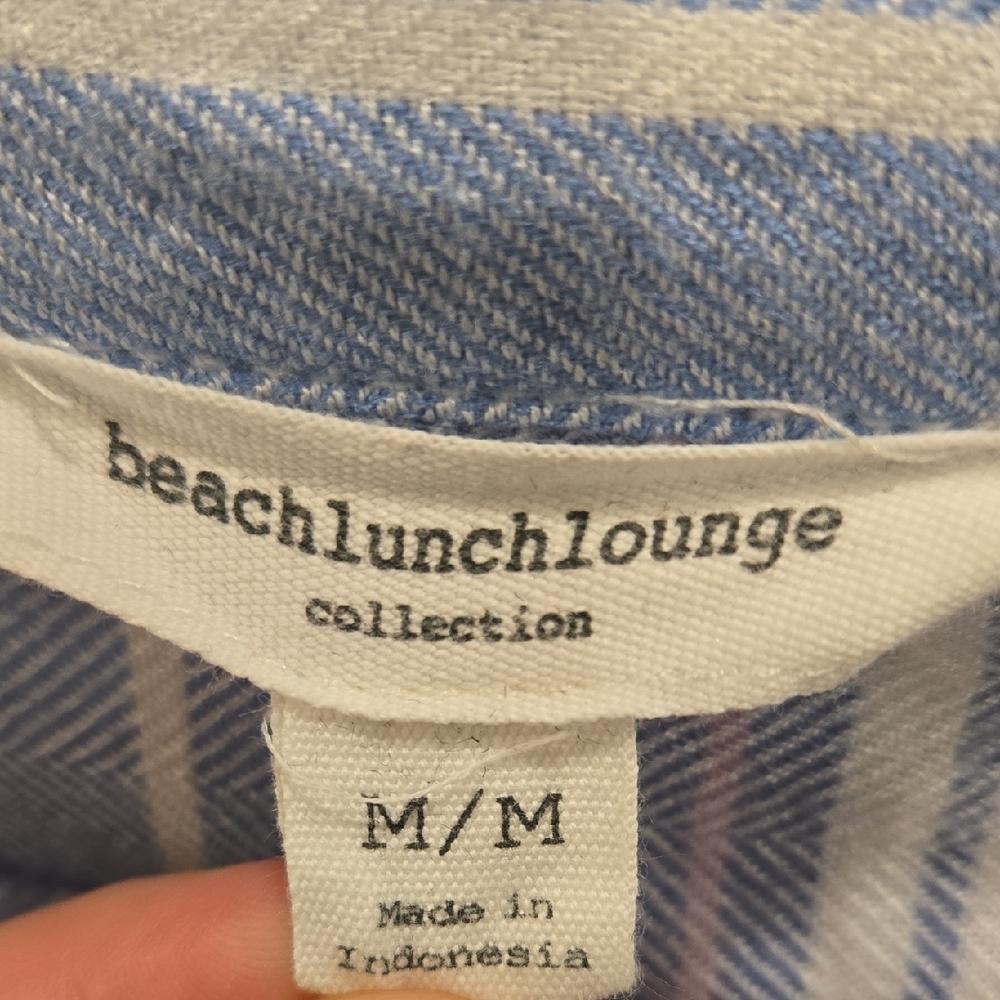 beachlunchlounge Blue and White Plaid Women's Button Down Shirt - Picture 3 of 8